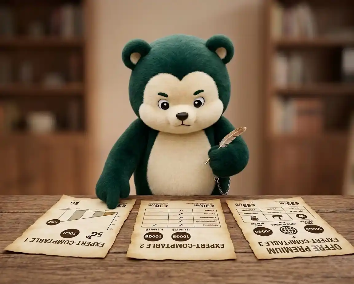Mascotte Compta Spot présentant trois offres de cabinets comptables
