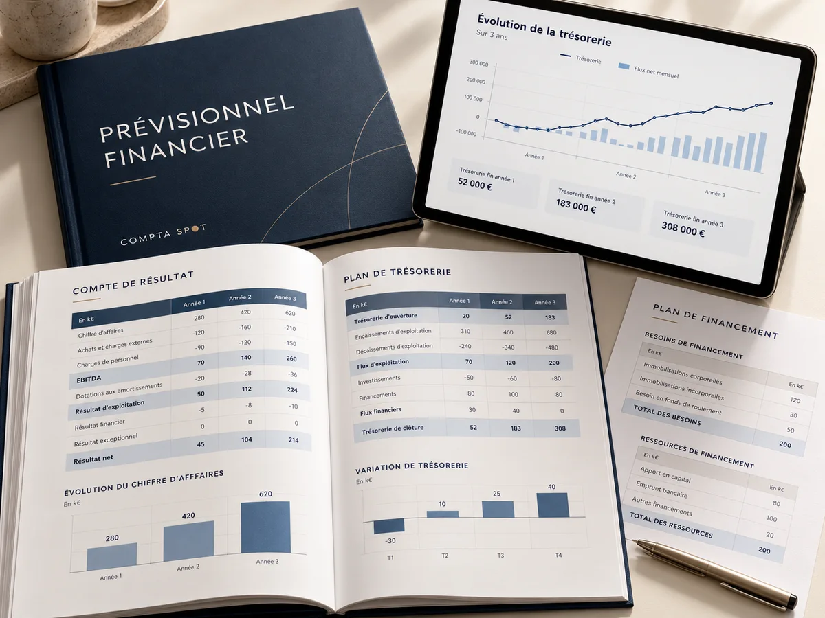 Illustration du livrable : Prévisionnel financier sur trois ans